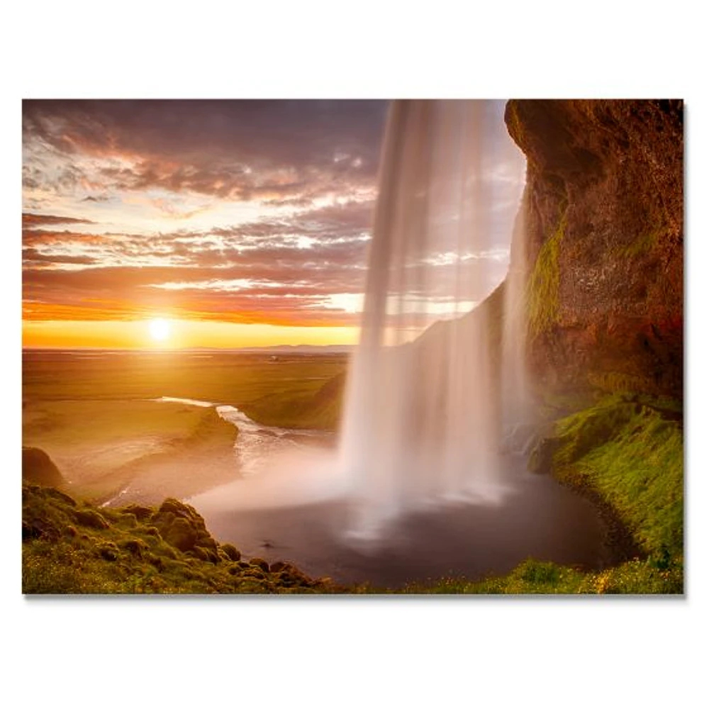 Toile « Seljalandsfoss Waterfall at Sunset »