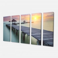 Wooden Sea Bridge and Sunset  Canvas Wall Art