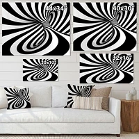 Spiral Black and White  Art Canvas Print