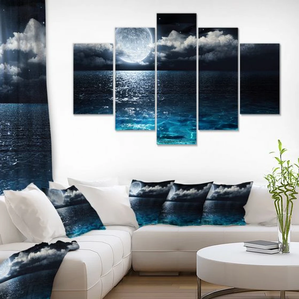 Romantic Full Moon Over Sea  Canvas Art Print