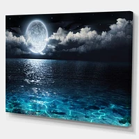 Romantic Full Moon Over Sea  Canvas Art Print