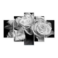 Bunch of Roses Black and White Canvas Art Print Panels