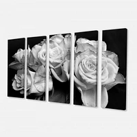 Bunch of Roses Black and White Canvas Art Print Panels