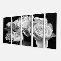 Bunch of Roses Black and White Canvas Art Print Panels