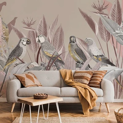 Silver Macaw Jungle Wallpaper Mural