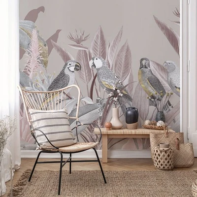 Silver Macaw Jungle Wallpaper Mural