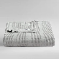 Calvin Klein Waffle Stripe Cotton Blanket