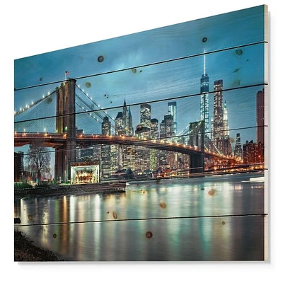 Brooklyn Bridge and Skyscrapers Wood Wall Art