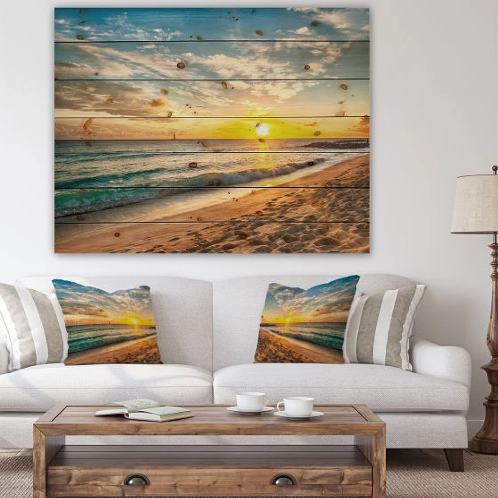 White Beach Island of Barbados Wood Wall Art