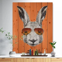 Funny Rabbit with Sunglasses Wood Wall Art