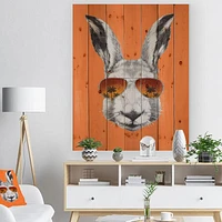 Funny Rabbit with Sunglasses Wood Wall Art