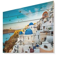 Beautiful Santorini Houses Greece Wood Wall Art