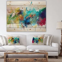 Brush Stroke Colorful Oil Painting Wood Wall Art