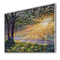 Dawn Sunshine Light By The River Wood Wall Art