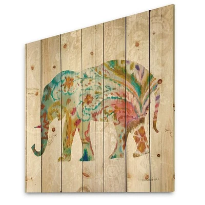 Boho Paisley Elephant Wood Wall Art