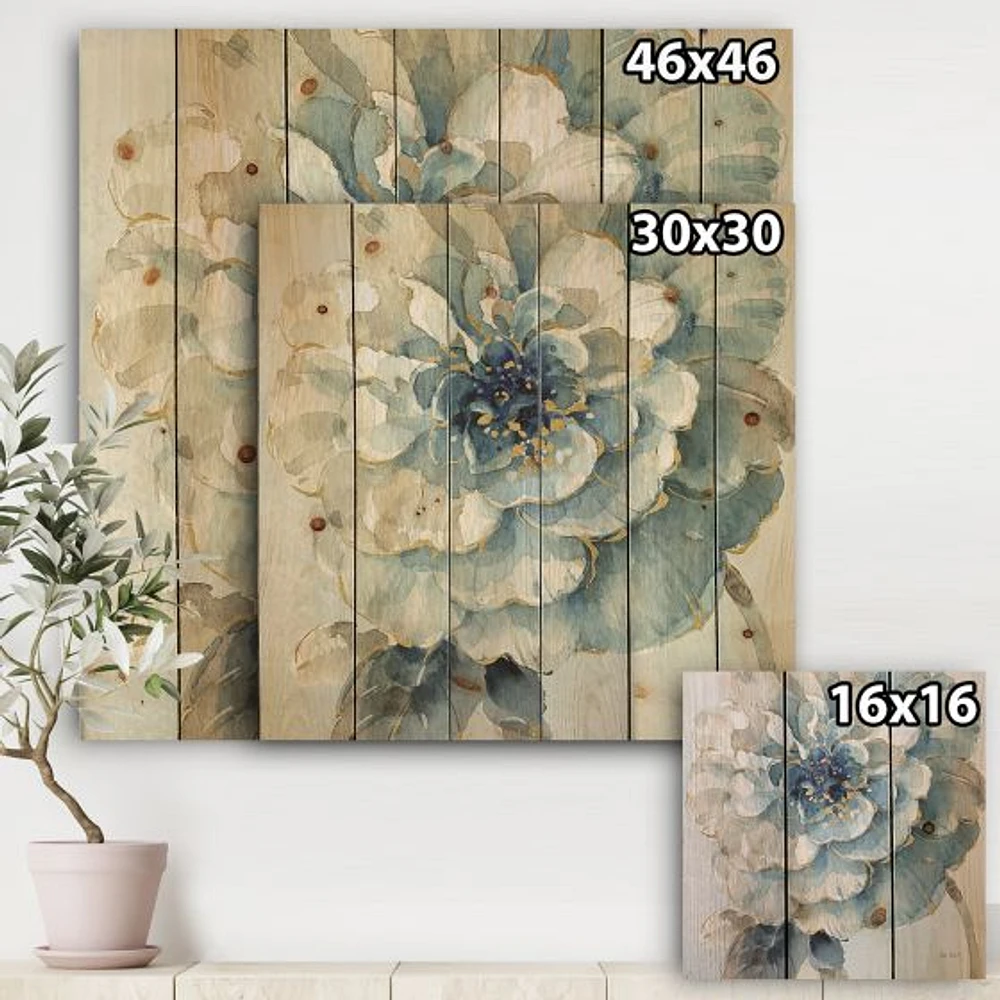 Indigold Watercolor Flower Wood Wall Art