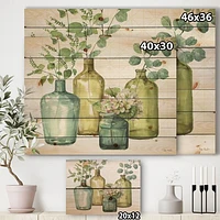 Mixed Botanical Green Leaves VI Wood Wall Art