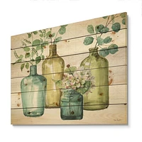 Mixed Botanical Green Leaves VI Wood Wall Art