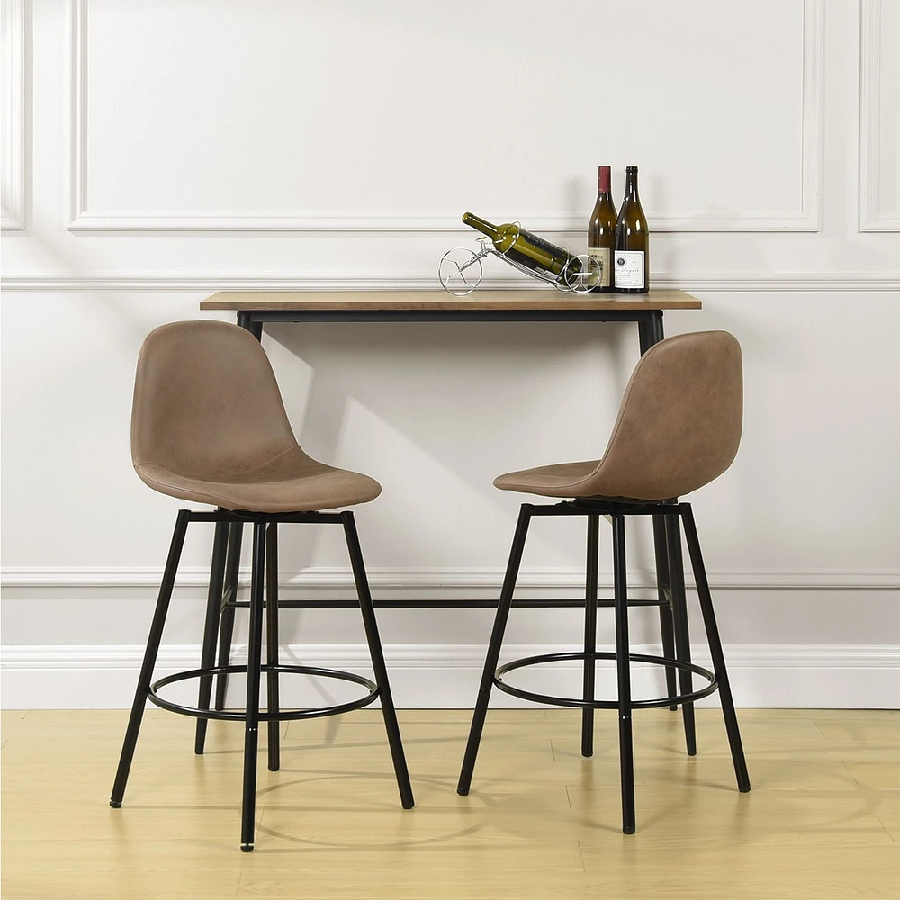 Maison Classique Set of 2 Brown Swivel 25.5" Barstools