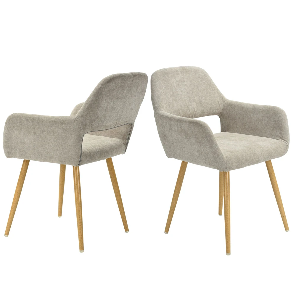 Set of 2 Beige Fabric Dining Chairs by Maison Classique