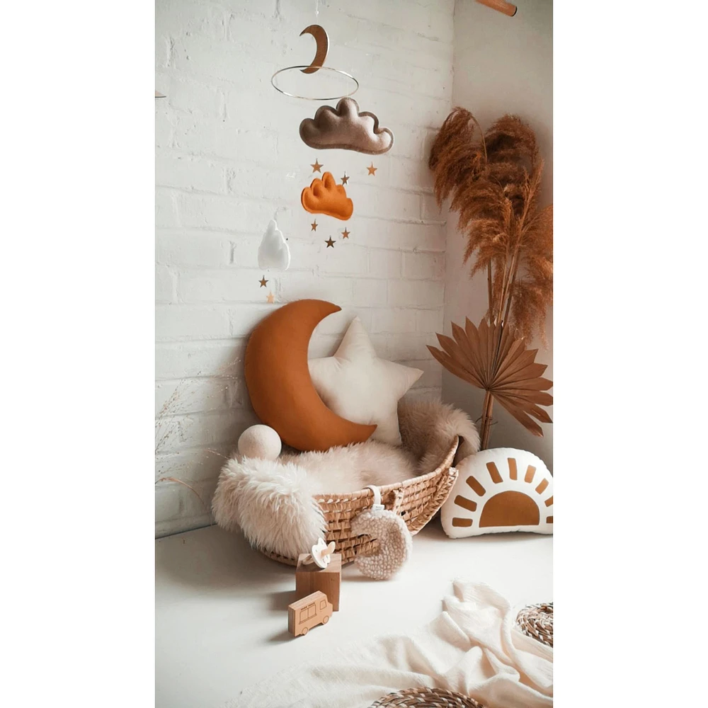 Cloud & Star Mobile - Taupe, Orcher & White