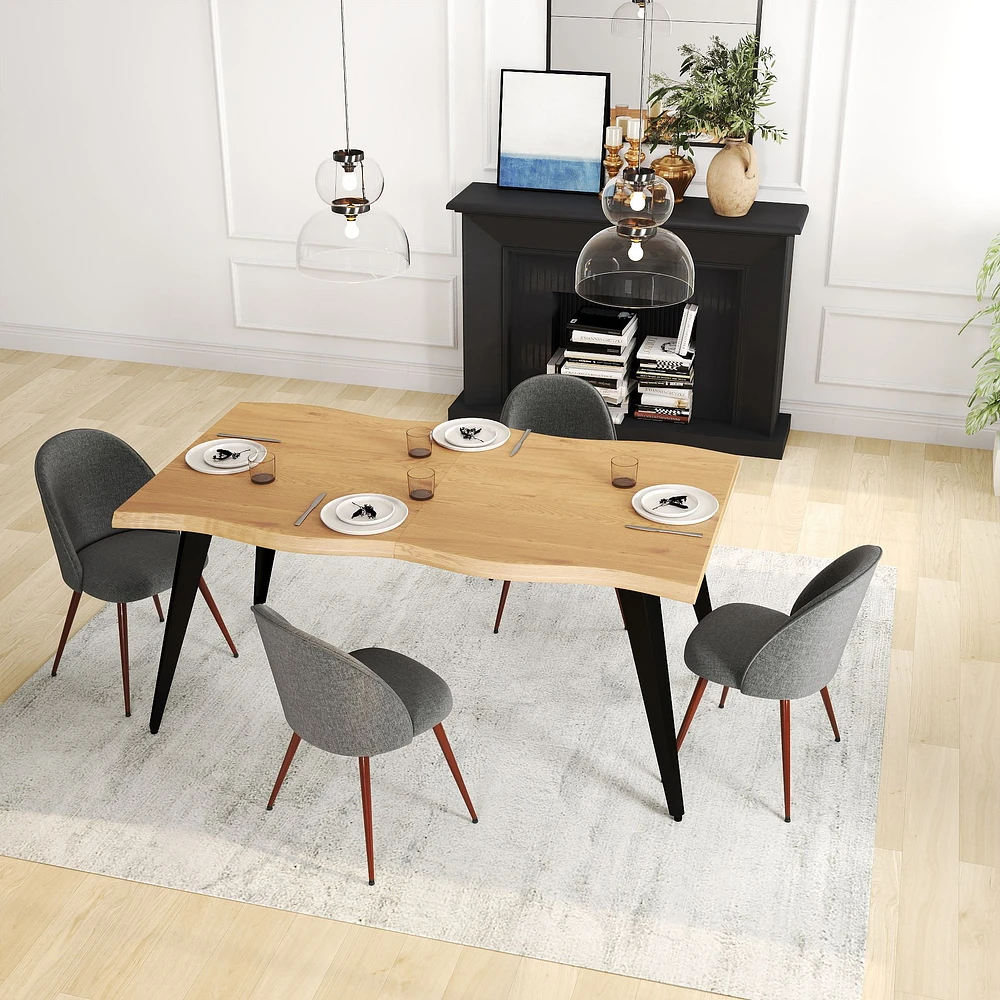 Ensemble de salle à manger 5 pièces avec table en bois naturel et chaises Haven grises