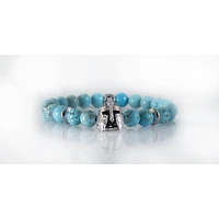 Bracelet bleu turquoise « Warrior Helmet »  argenté par Luenzo