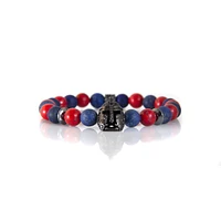 Bracelet lapis-lazuli et jade rouge/noir « Warrior Helmet » par Luenzo