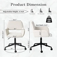 Chaise de bureau pivotante réglable avec accoudoirs en tissu chenille beige par Maison Classique