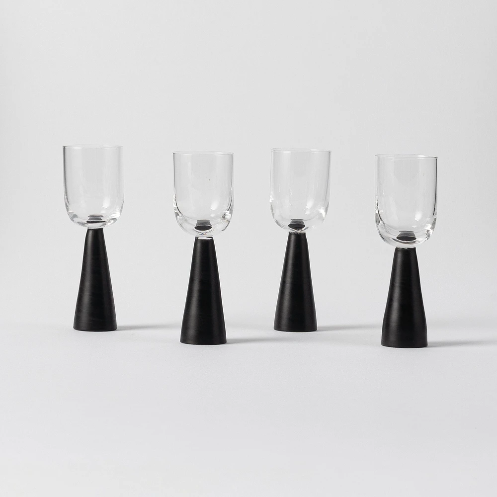 Pyramid Shot Glass, Set of 4 - Black, 40ml