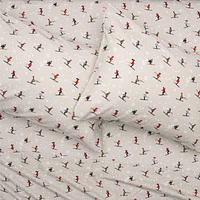 Skis and Snow Flannel Sheet Set
