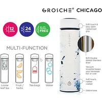 Grosche White Marble Chicago Stainless Steel Tea and Water Infuser Bottle