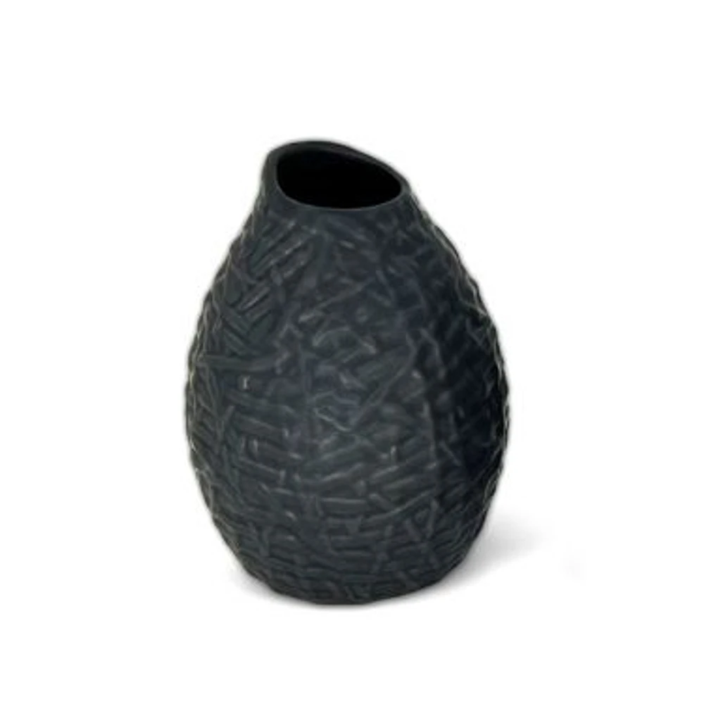 Petit vase texturé noir assorti par BIA