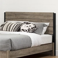 Munich Full Headboard - Rustic Style Weathered Oak and Matte Black by South Shore Furniture