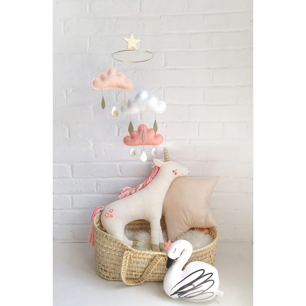 Mobile, nuage - Pêche, Blanc et Taupe