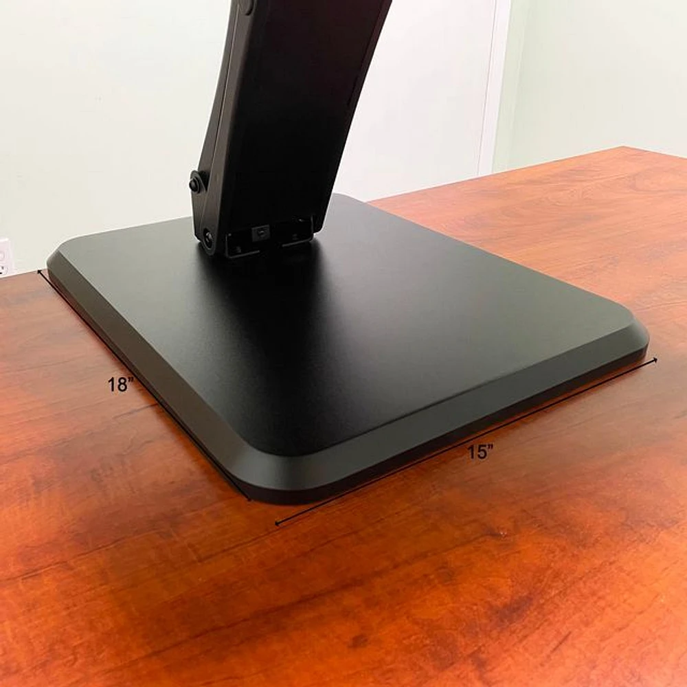 Sit-Stand Pedestal Desk Converter with Smart Rail for Mobile Devices