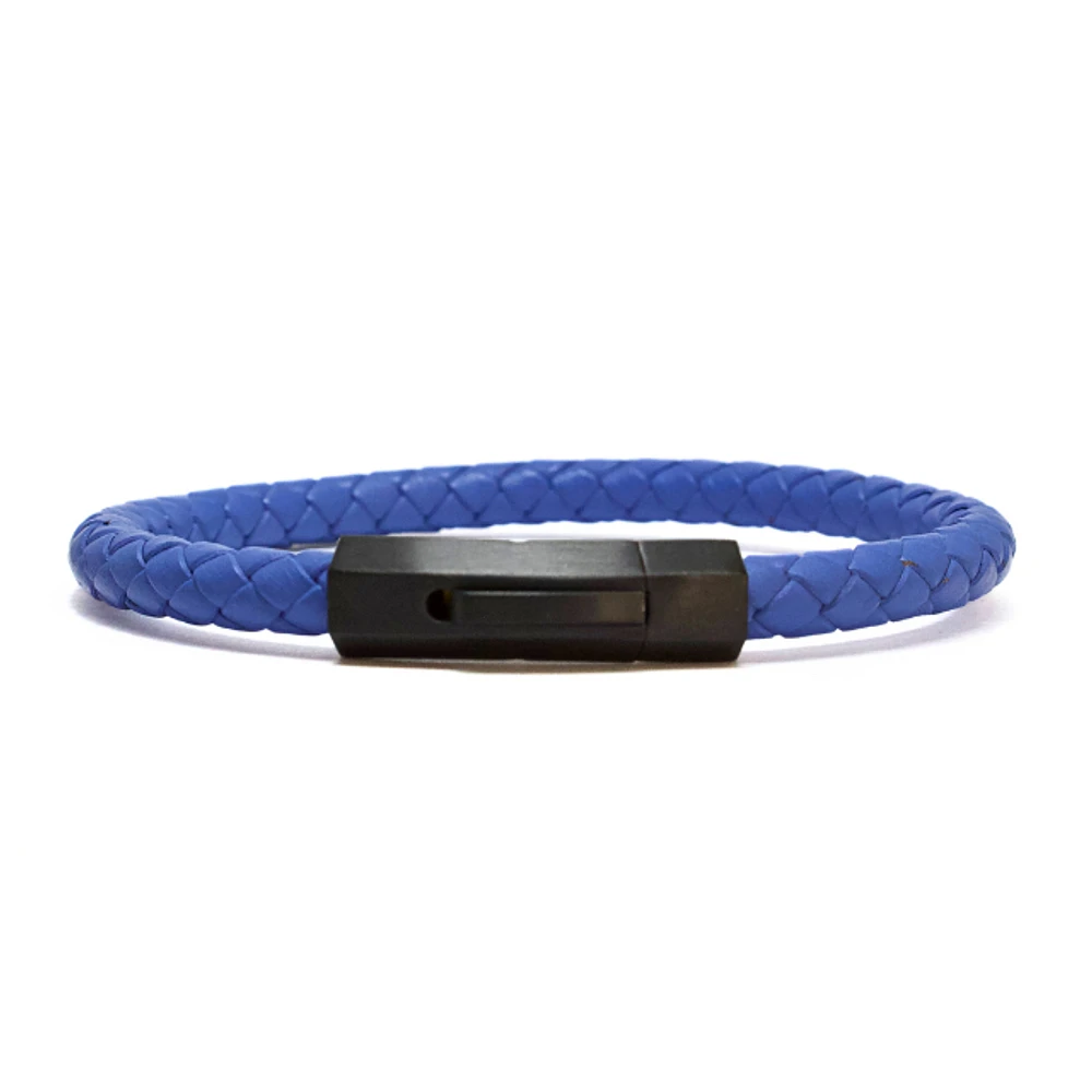 Bracelet simple en cuir véritable « Bleu de France » par Luenzo