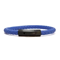 Bracelet simple en cuir véritable « Bleu de France » par Luenzo