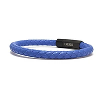 Bracelet simple en cuir véritable « Bleu de France » par Luenzo