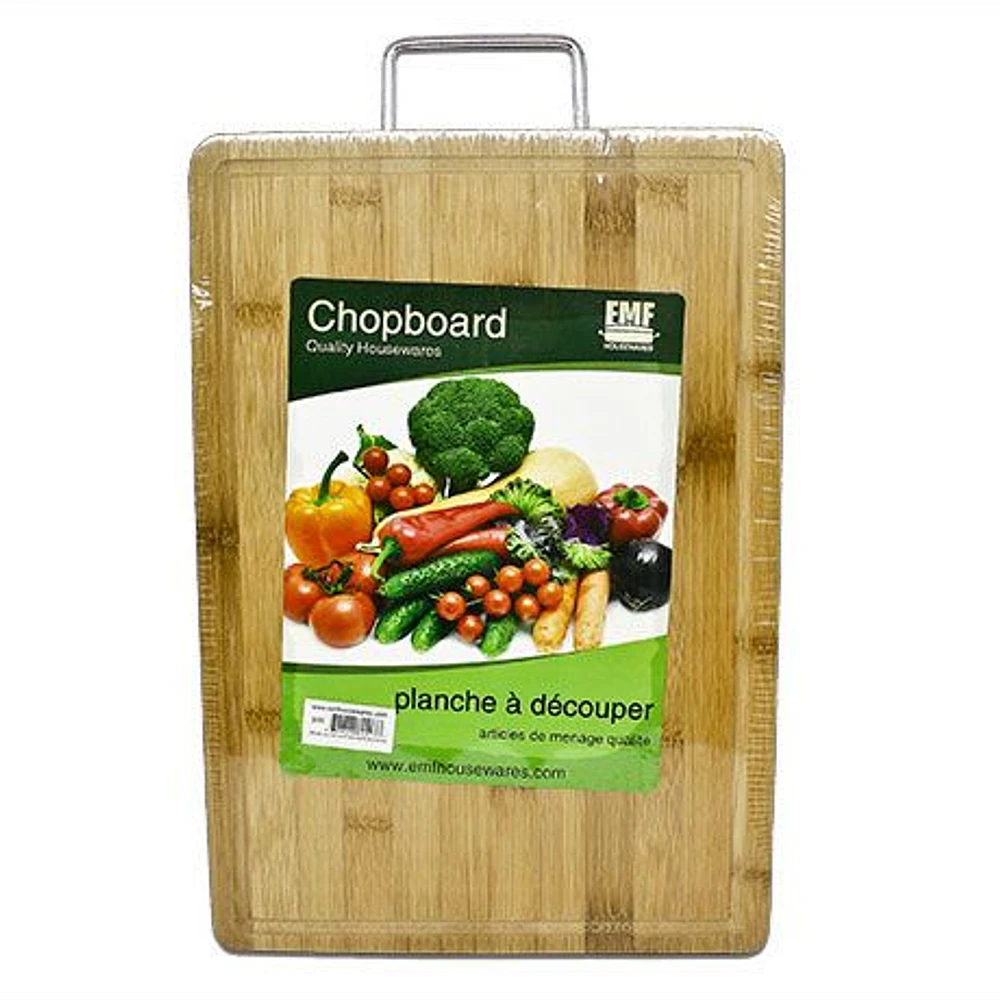 Bamboo Cutting Board with Metal Handle