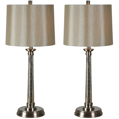 Ensemble de 2 lampes de table Brooks argentées