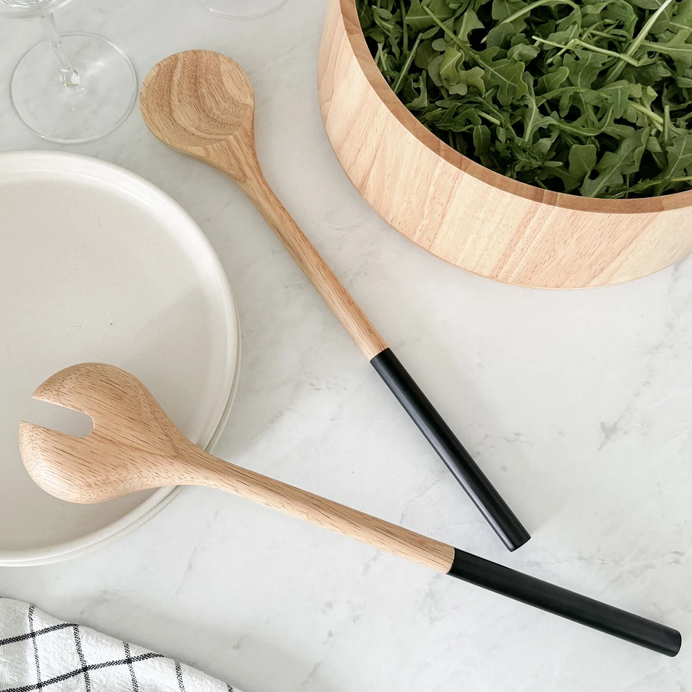 Natural Living Hardwood and Metal Salad Servers, 2 Pieces