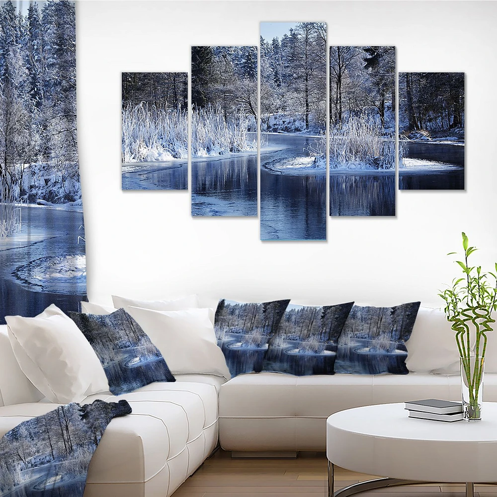 Winter Lake Deep Forest Canvas Wall Art Panels