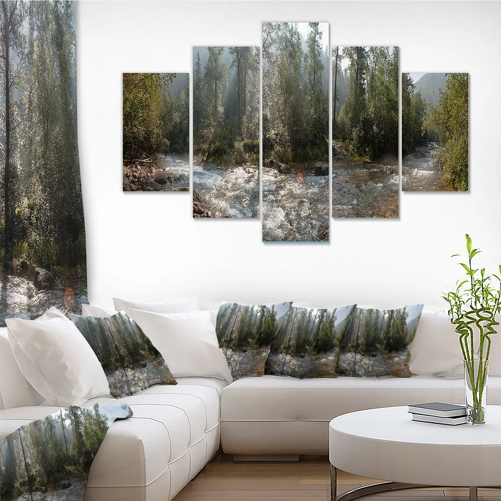 Mountain River Panorama 4 Canvas Wall Art