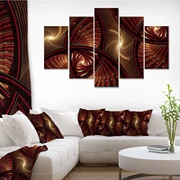 Brown Symmetrical Fractal Pattern Canvas Wall Art
