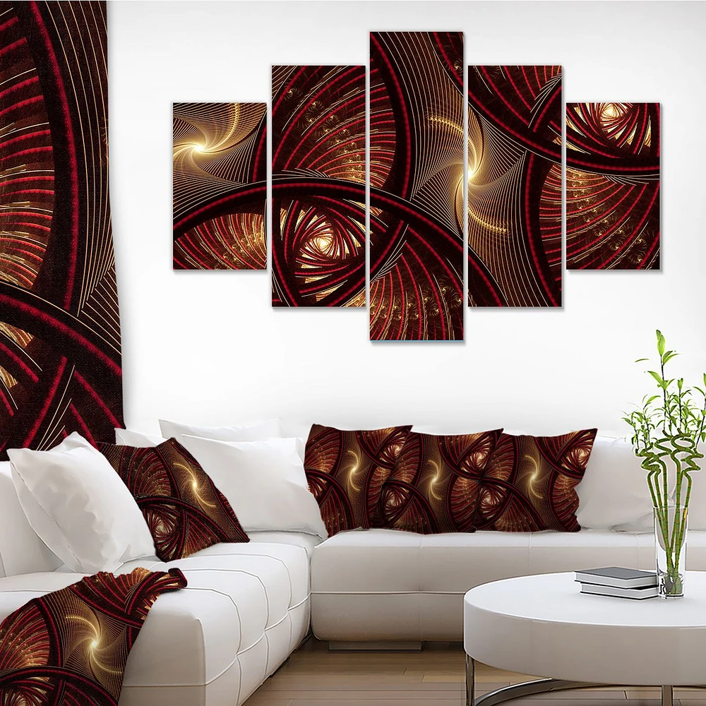 Brown Symmetrical Fractal Pattern Canvas Wall Art