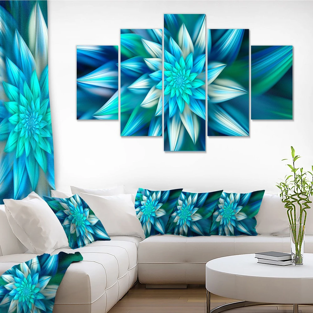 Huge Blue Fractal Flower  Canvas Wall Art