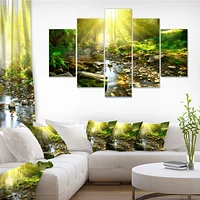 Mountain Stream Forest  Canvas Wall Art