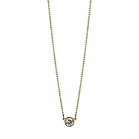 Reign Sterling Silver & Cubic Zirconia 18K Yellow Gold Plated Round Bezel Solitaire Bead Necklace