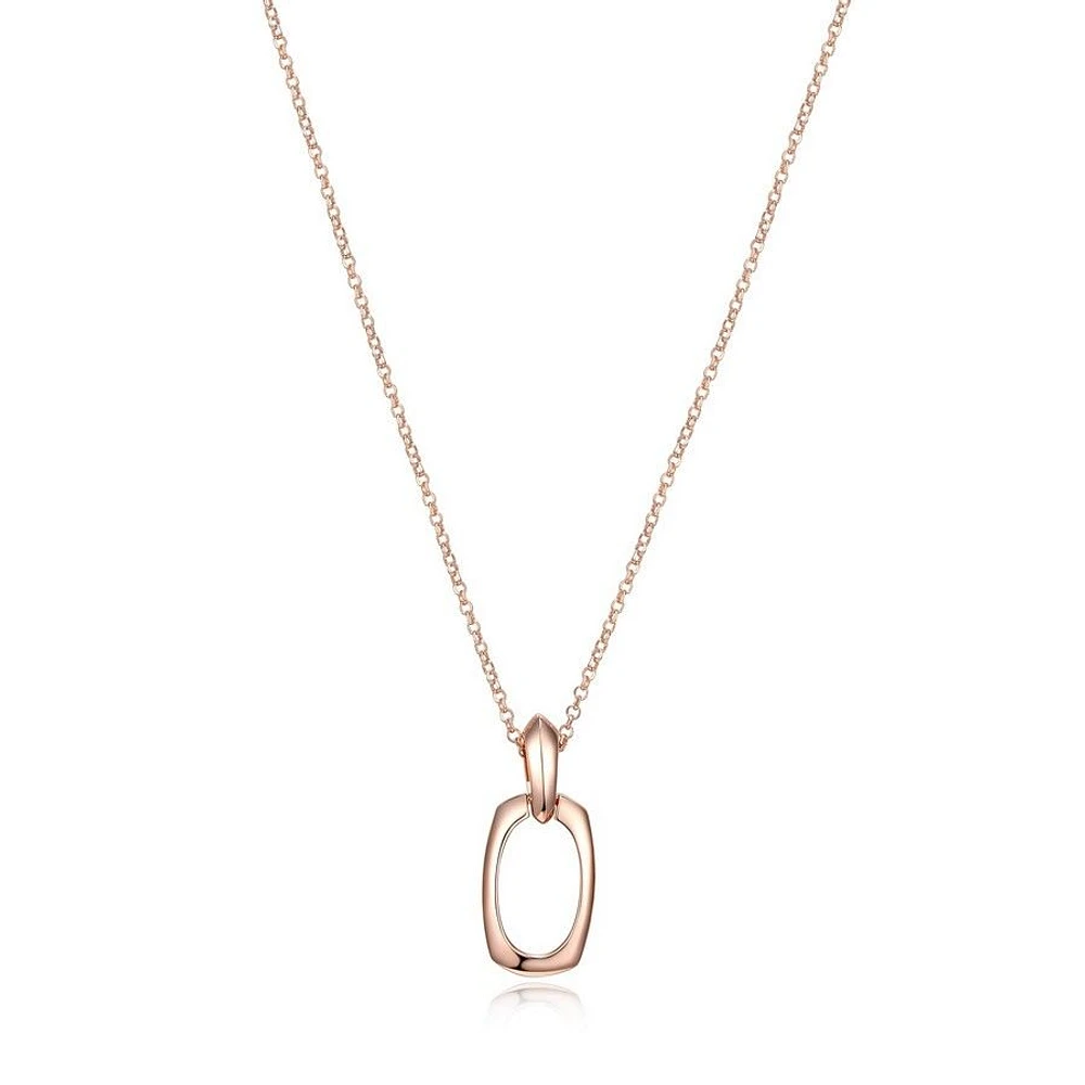 ELLE Rose Gold Plated Sterling Silver Square Oval Pendant Necklace